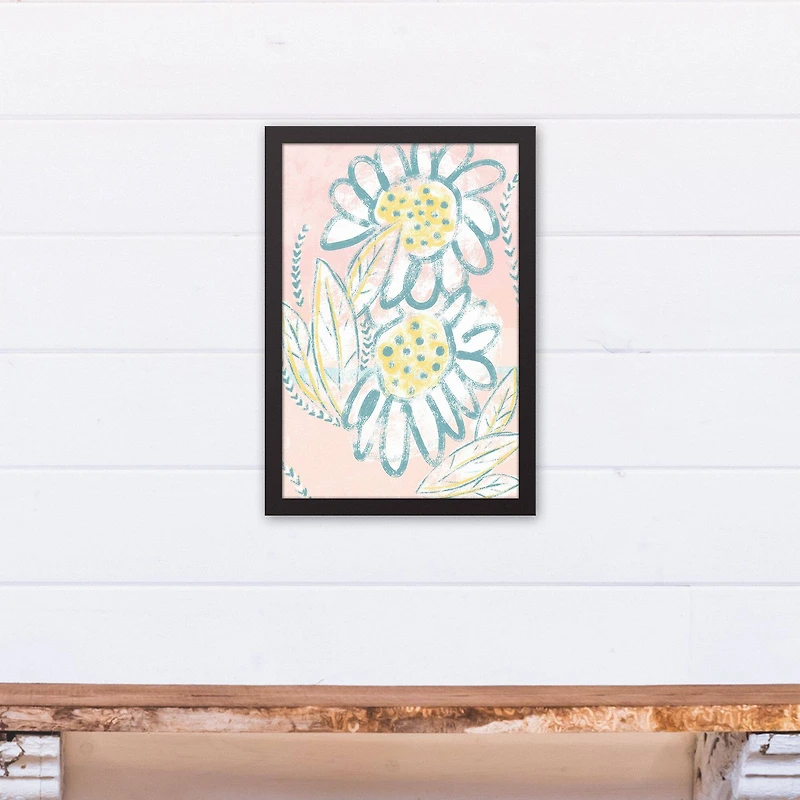 Bright Funky Florals 12" x 18" Black Framed Canvas