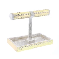 Natural Themed Gold and White Wood Jewelry Stand, 10" x 12" x 7"