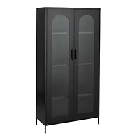 Hello Honey® Black Solstice Tall Metal Curio Storage Cabinet with Arched Glass Doors
