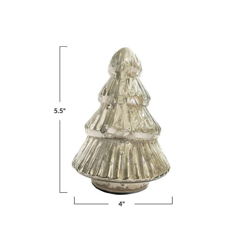 Hello Honey® 5.5" Silver Round Embossed Mercury Glass Tree