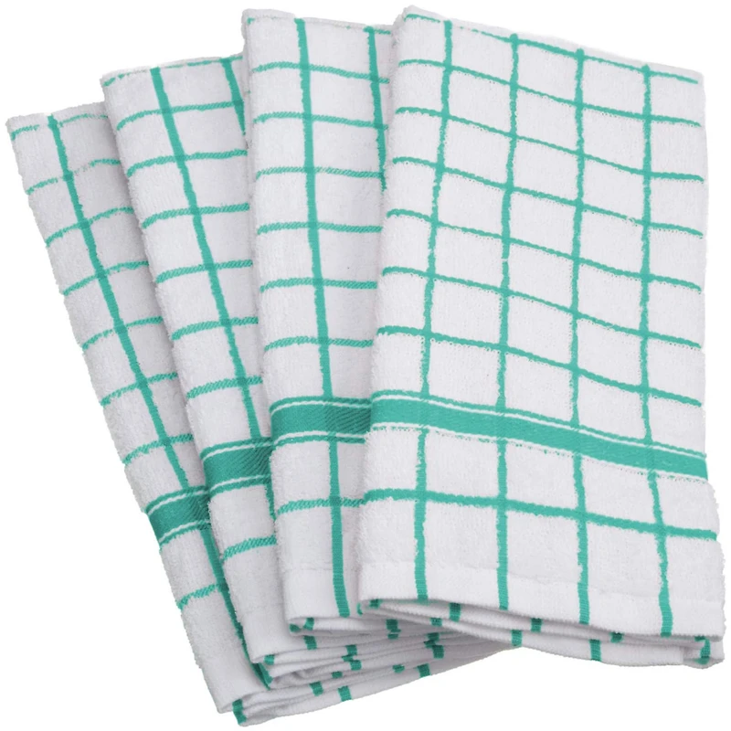 DII® Aqua Windowpane Terry Dishtowel, 4ct.