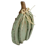 12" Green Distressed Fall Pumpkin Decoration