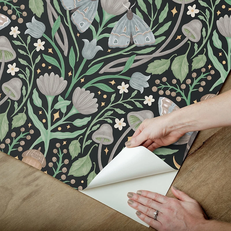 RoomMates Enchanted Forest Damask Peel & Stick Wallpaper