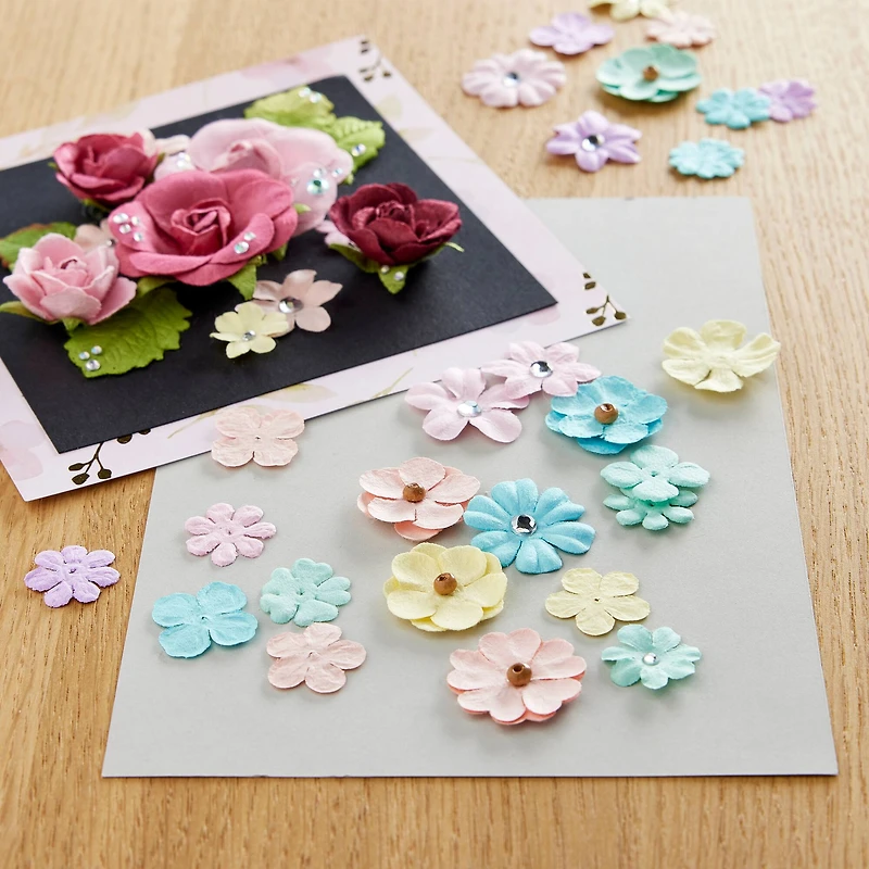 12 Packs: 60 ct. (720 total) Pastel Paper Flower Embellishments by Recollections™