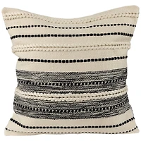 Cream & Black Twisted Textured Block Handloom Woven Outdoor Square Cushion