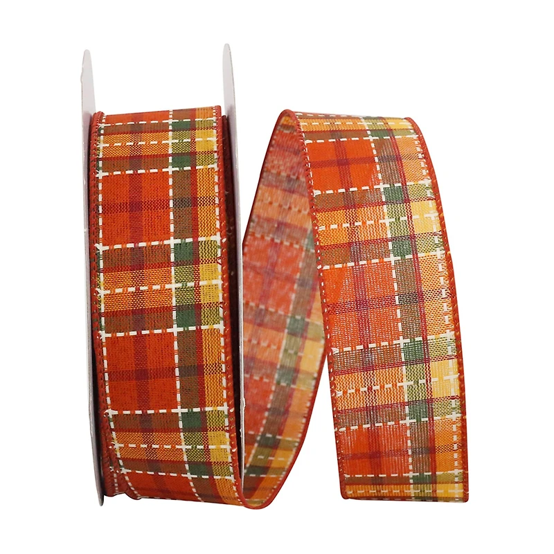 Reliant 20yd. Wired Edge Stitched Tonal Plaid Beauty Ribbon