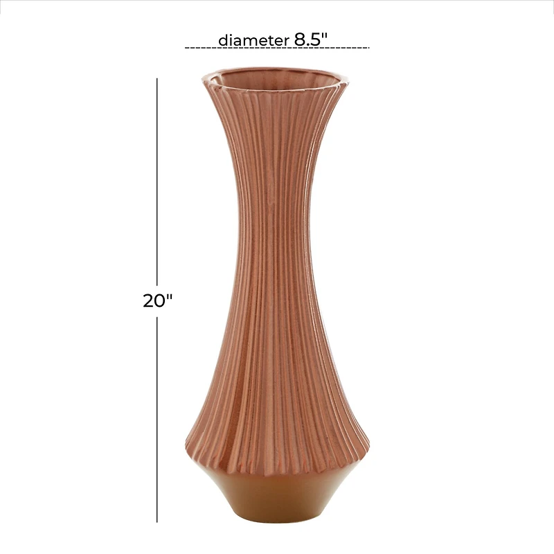 Rust Ceramic Modern Vase, 20" x 8" x 8"