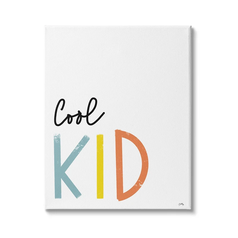 Stupell Industries Cool Kid Text Minimal Red Yellow Blue Typography Canvas Wall Art