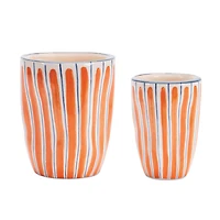 Orange Wavy Stripe Dolomite Planters Set