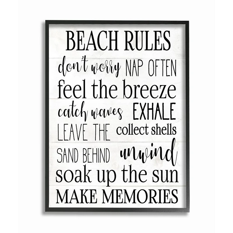 Stupell Industries Beach House Rules Wood Framed Wall Art
