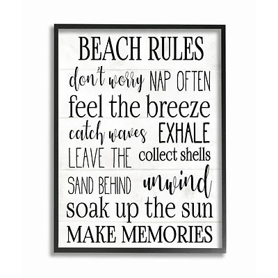 Stupell Industries Beach House Rules Wood Framed Wall Art