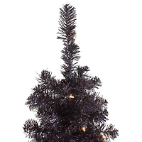 4ft. Black Slim Pre-Lit Halloween Tinsel Tree with Clear Lights