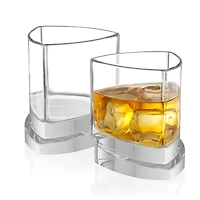 JoyJolt® 9.9oz. Aqua Vitae Triangle Off Base Whiskey Glasses, 2ct.