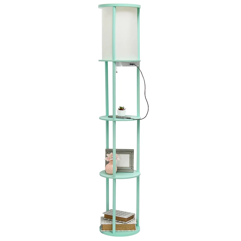 Simple Designs™ 62.5" Round Floor Lamp with 2 USB Ports and 1 Outlet