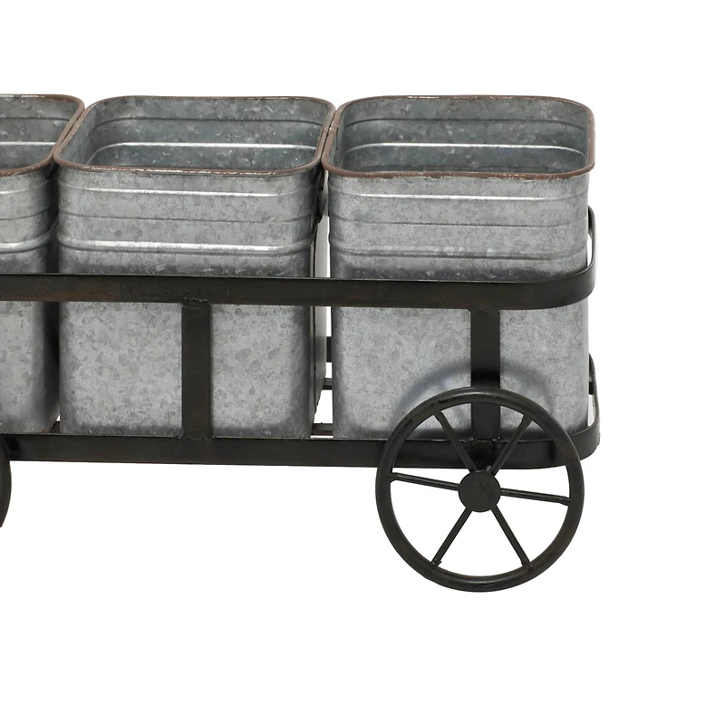 Silver Metal Farmhouse Wagon Planter