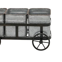 Silver Metal Farmhouse Wagon Planter