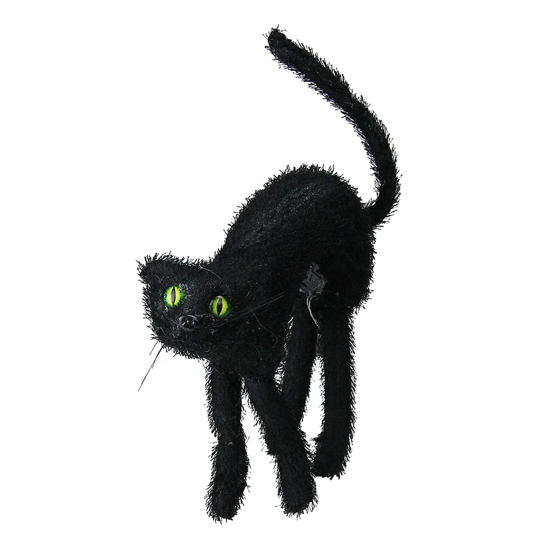 17" Scary Black Cat with Lighted Eyes Halloween Decoration
