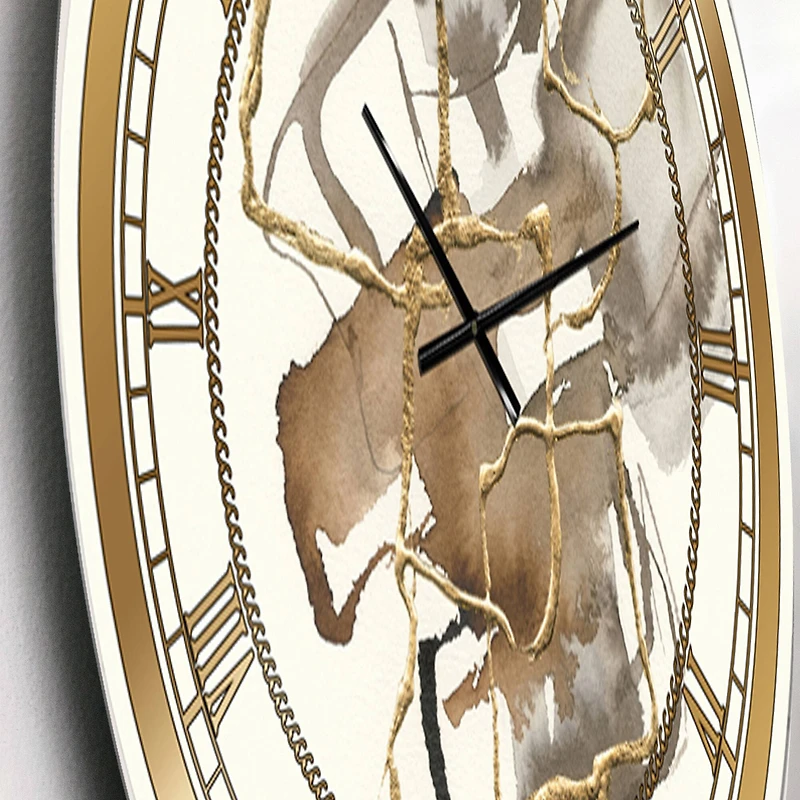 Designart 'Gold Glam Squares Iii Glam Wall Clock