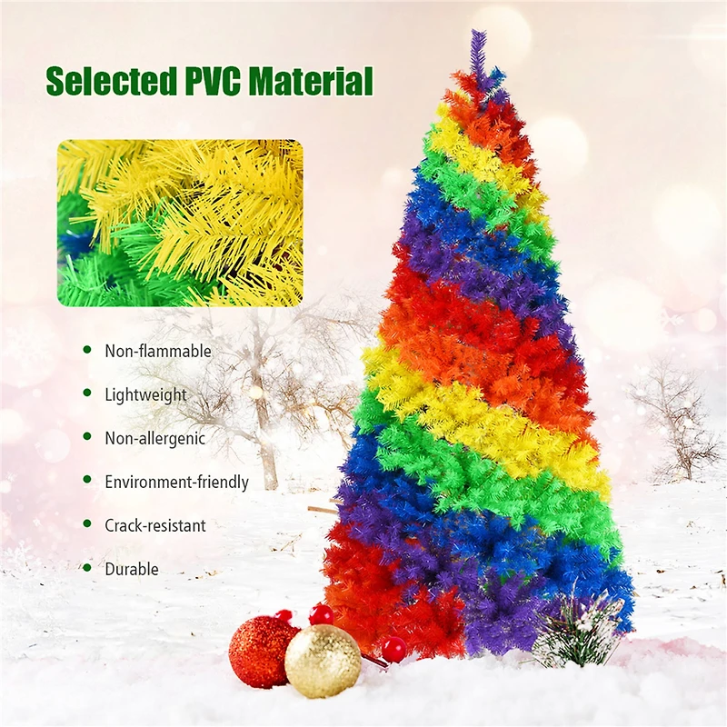 Costway 7ft. Unlit Rainbow Full Fir Artificial Christmas Tree