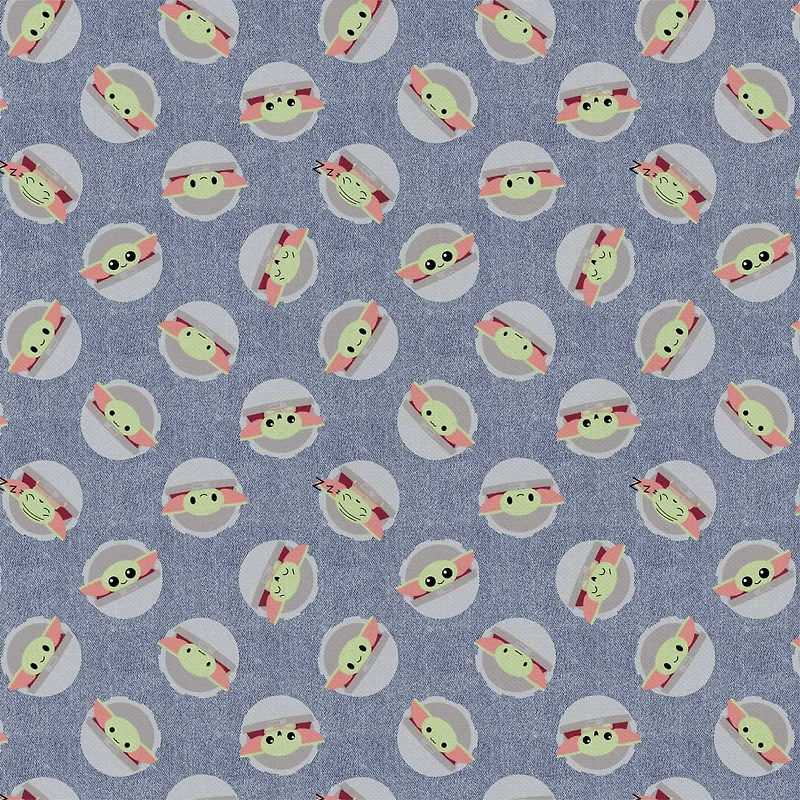 The Mandalorian The Child Toss in Denim Precut Cotton Fabric