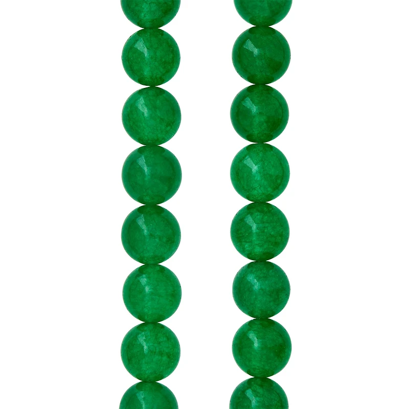 Green Dyed Quartzite Round Beads, 10mm by Bead Landing™