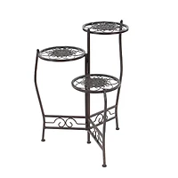 24" Brown Metal Tiered Traditional Plant Stand