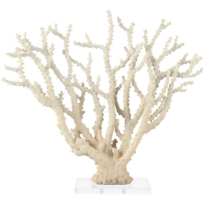26" Cream Polystone Coral Sculpture with Clear Acrylic Base