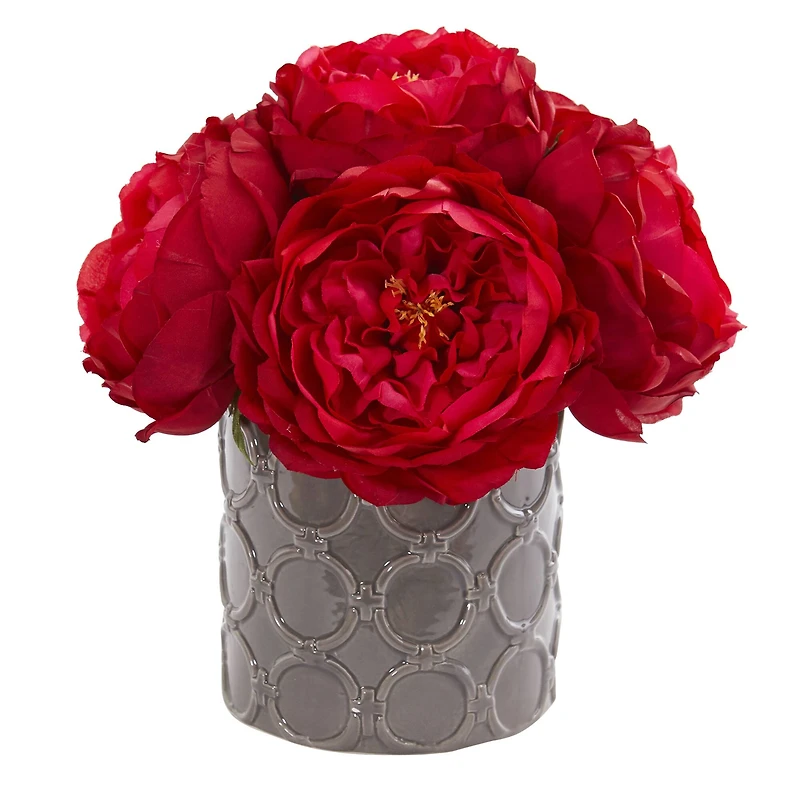 10" Large Rose Arrangement in Gray Vase