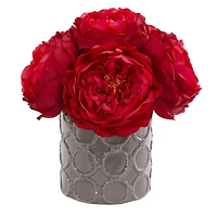 10" Large Rose Arrangement in Gray Vase