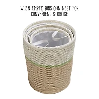 Honey Can Do Green & Beige Small Nesting Paper Straw Baskets with Handles Set