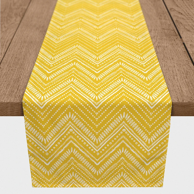 Yellow Tribal Sketches Indoor/Outdoor Table Runner