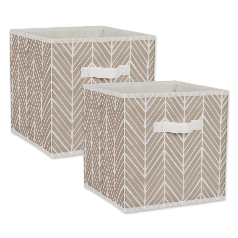 DII® 11" Stone Herringbone Storage Cube, 2ct.