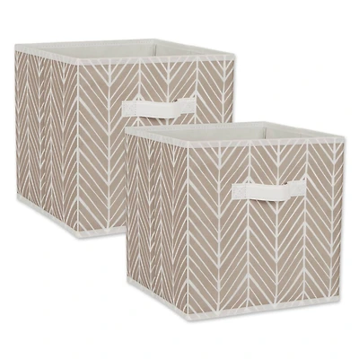 DII® 11" Stone Herringbone Storage Cube, 2ct.