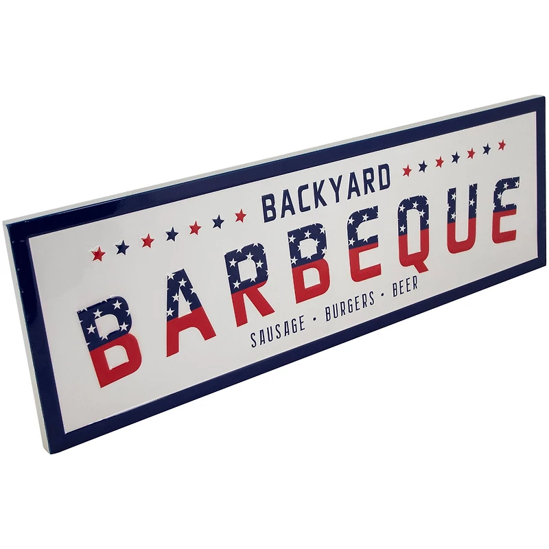 23" Backyard Barbeque Americana Metal Wall Sign