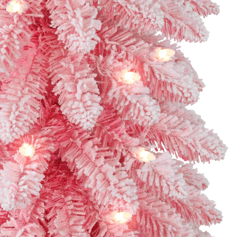7ft. Pre-Lit Flocked Artificial Alpine Pencil Tree
