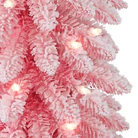 7ft. Pre-Lit Flocked Artificial Alpine Pencil Tree