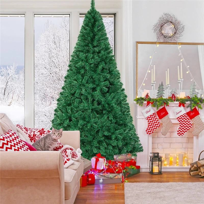 Costway 8ft. Unlit Green Pine Artificial Indoor/Outdoor Christmas Tree with Stand