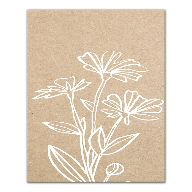 White Flowers On Neutral 16" x 20" Canvas Wall Art