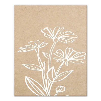 White Flowers On Neutral 16" x 20" Canvas Wall Art