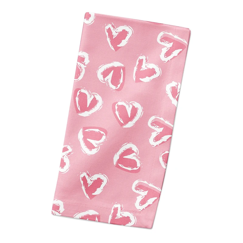 Pink Cute Hearts Beverage Napkin