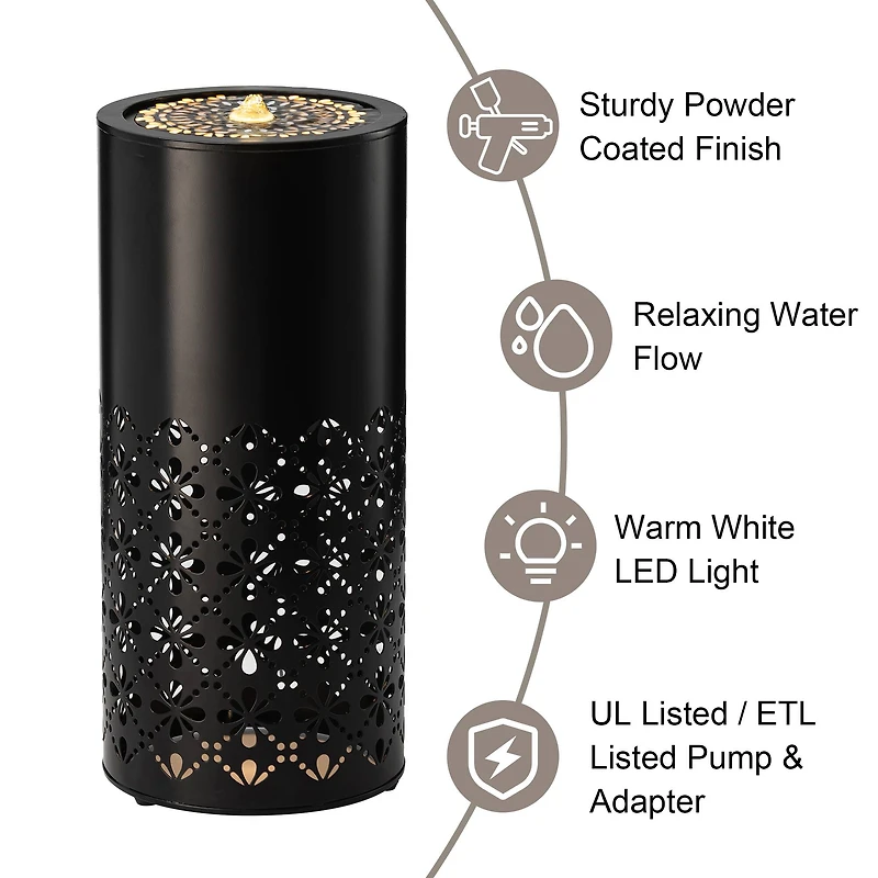 Glitzhome® 23.5" Metal LED Cutout Pattern Outdoor Fountain