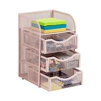 Mind Reader Pink 3 Drawers Mini Desk Office Supplies Organizer