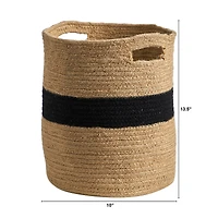 13.5" Brown & Black Handmade Natural Cotton Basket Planter