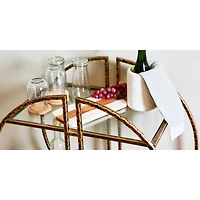 Hello Honey® Modern Hammered Brass Round Bar Cart