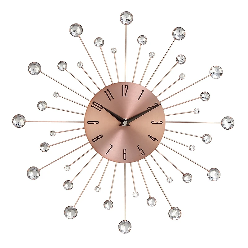 Copper Metal Glam Wall Clock, 15"