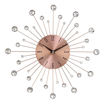 Copper Metal Glam Wall Clock, 15"