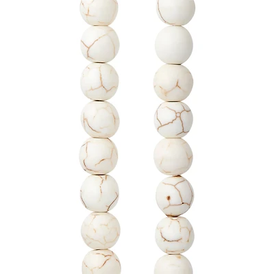 White Crackle Dyed Howlite Round Beads, 8mm by Bead Landing™