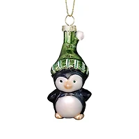 Wizardi 8.27" x 11.81" Glass Penguin with Hat Christmas Ornament, 1pc.