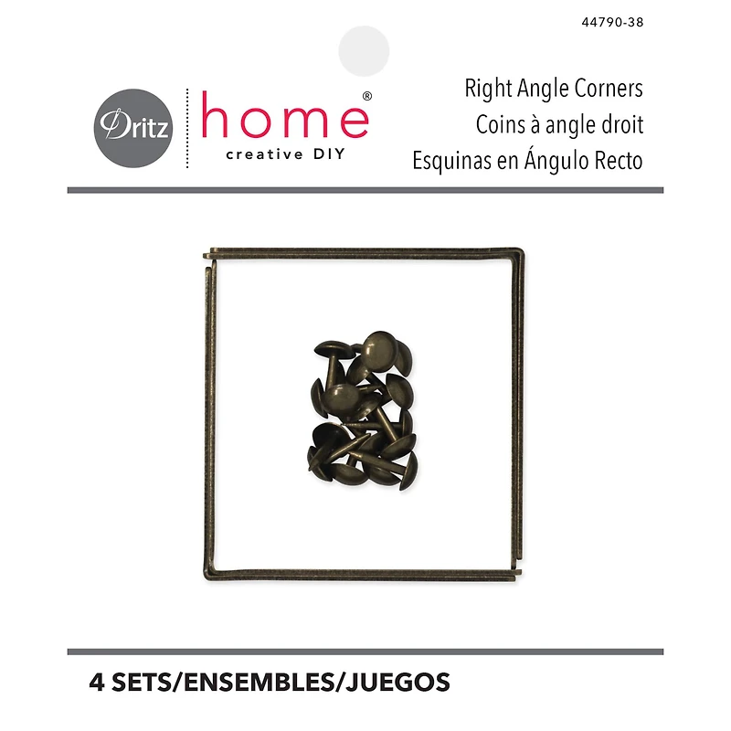 Dritz Home® Small Antique Brass Campaign Textured Right Angles, 4ct.