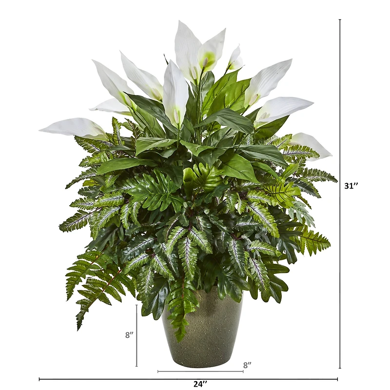 2.5ft. Mixed Peace Lily in Green Planter